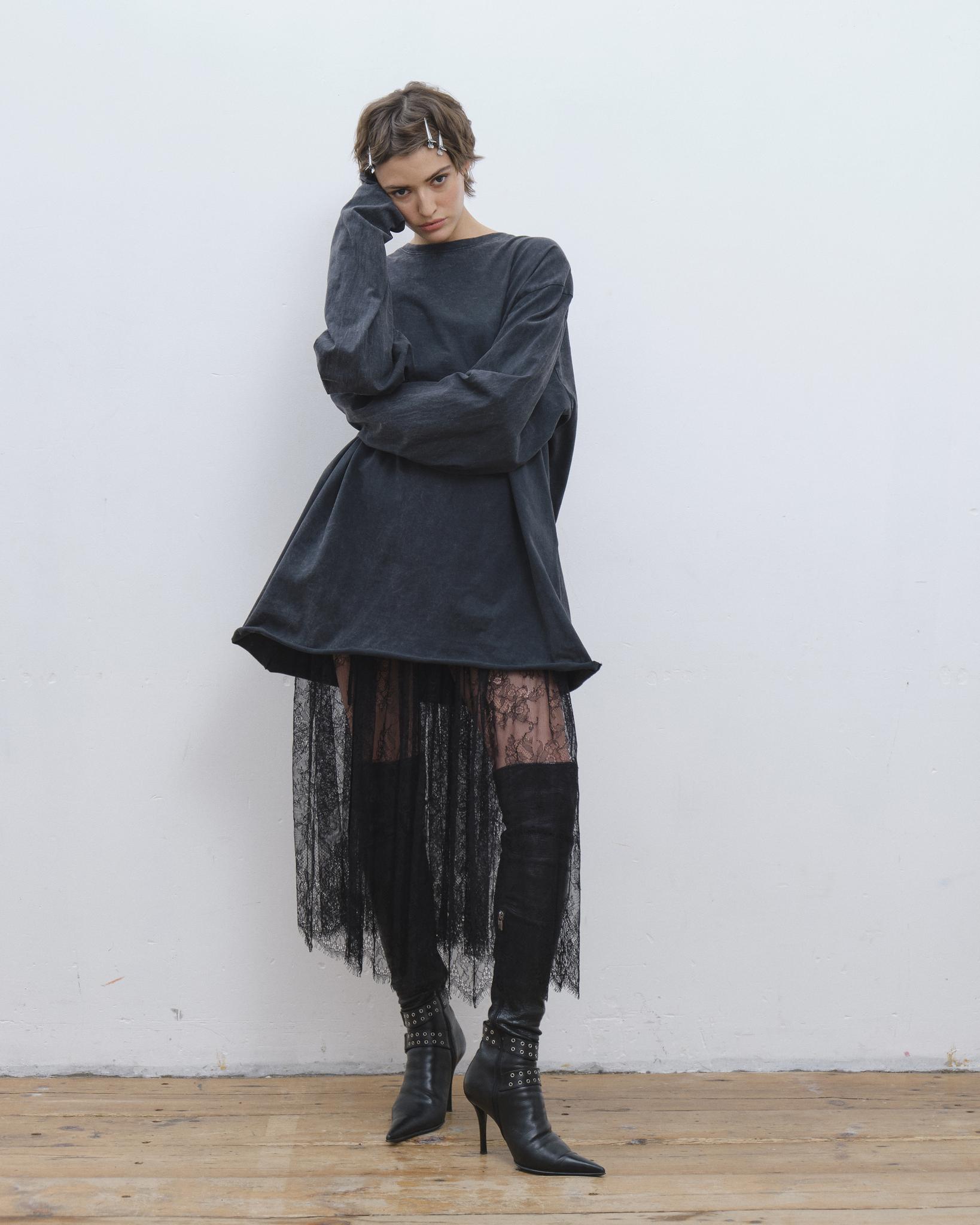 Лонгслив окрашенный unisex серый