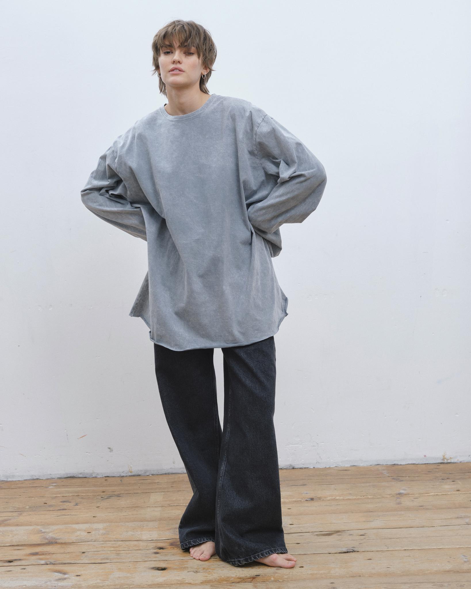 Лонгслив окрашенный unisex сизый