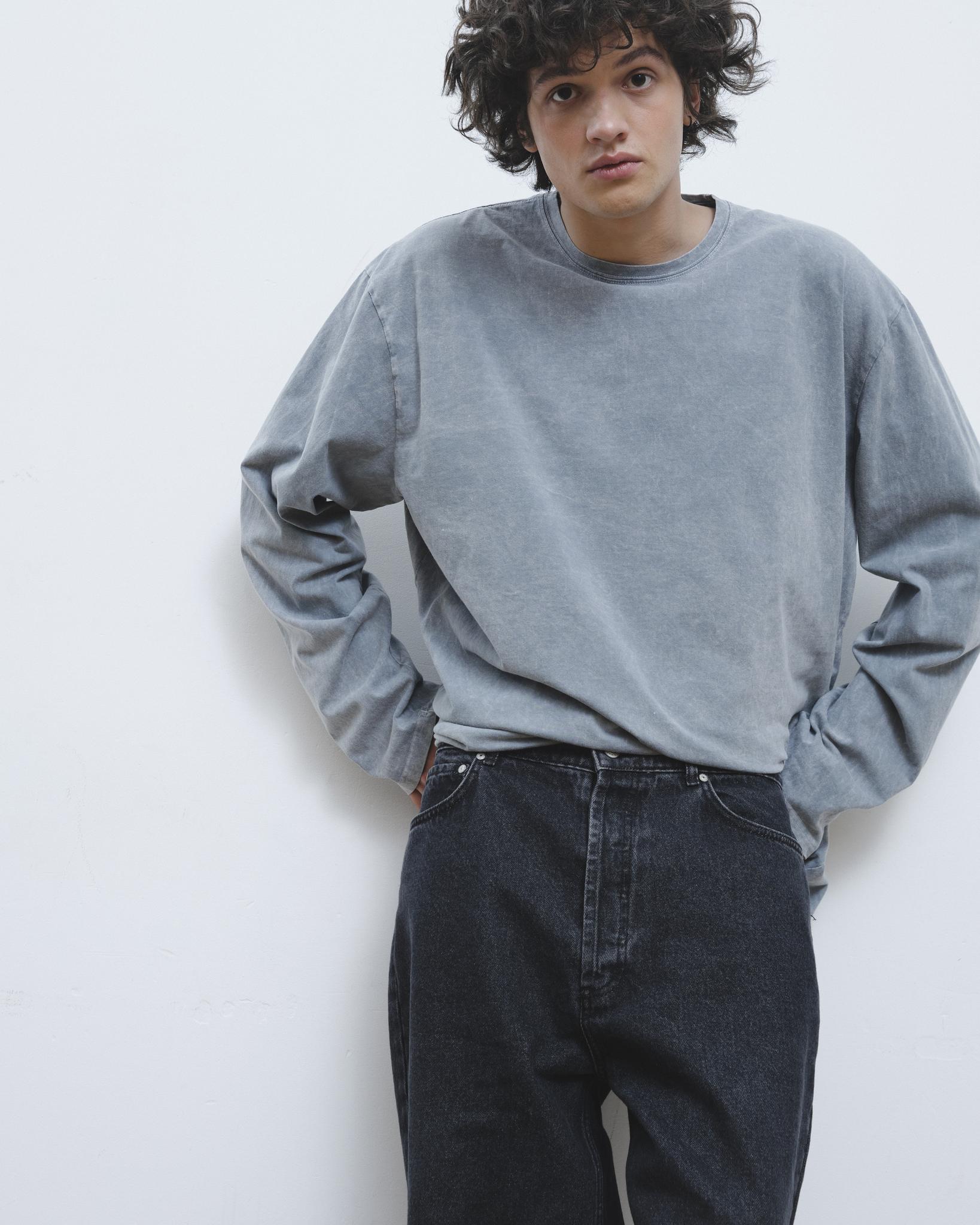 Лонгслив окрашенный unisex сизый