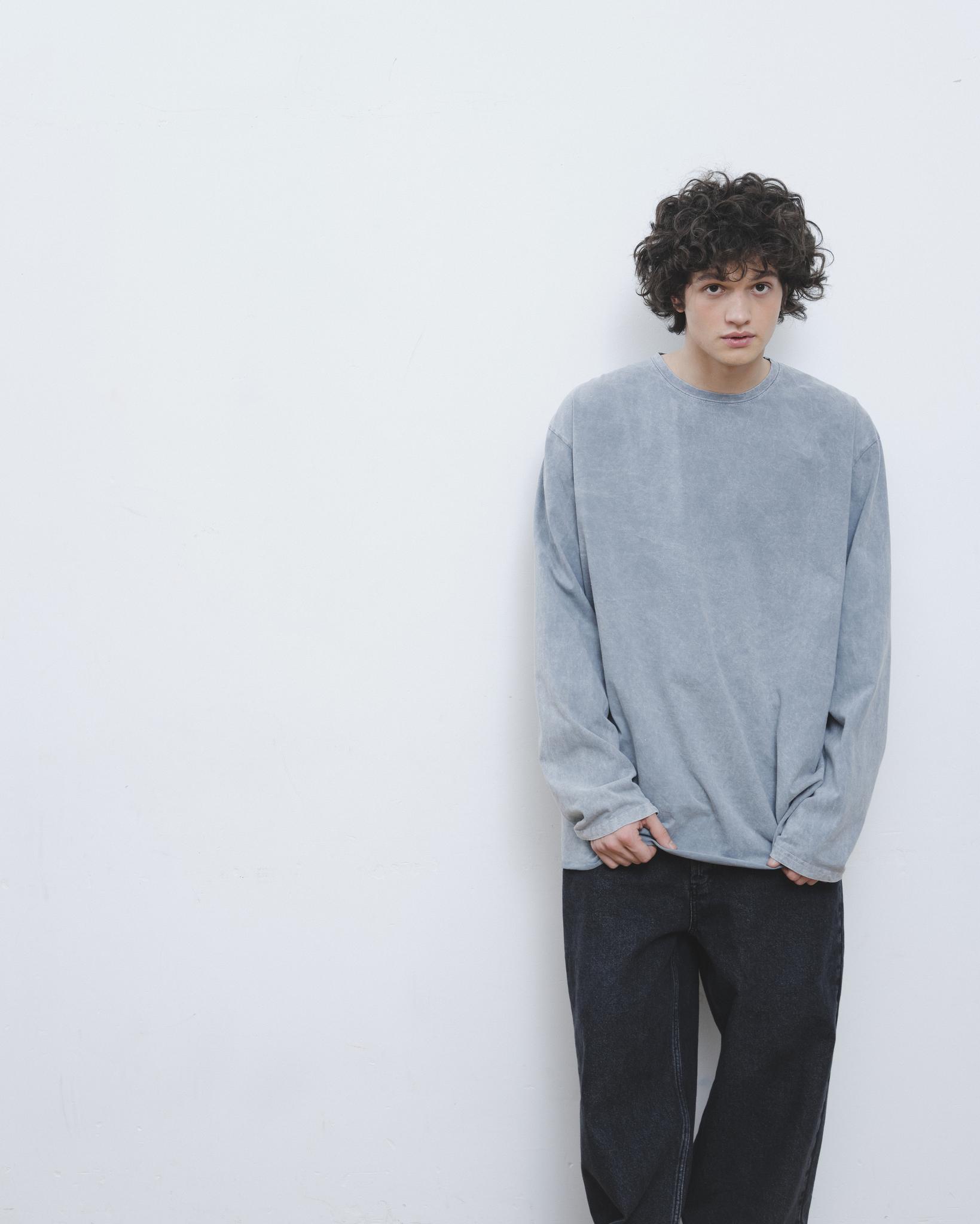 Лонгслив окрашенный unisex сизый