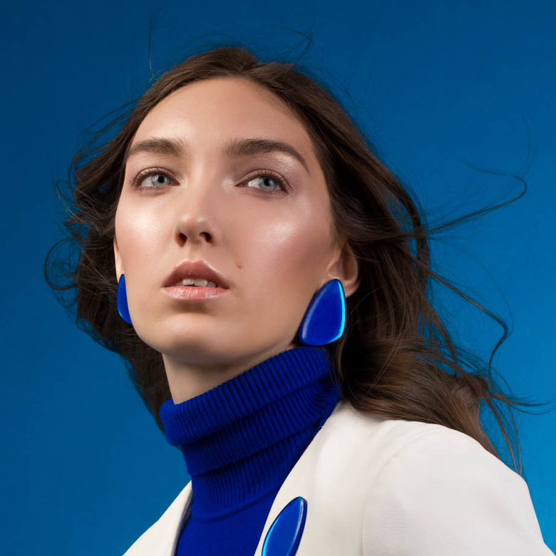 Asymmetric Big Blue Earrings
