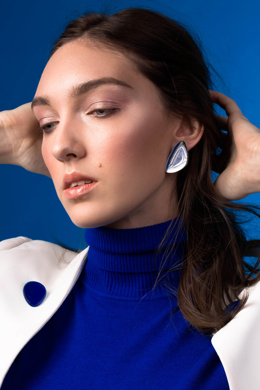 Asymmetric Big Silver Earrings