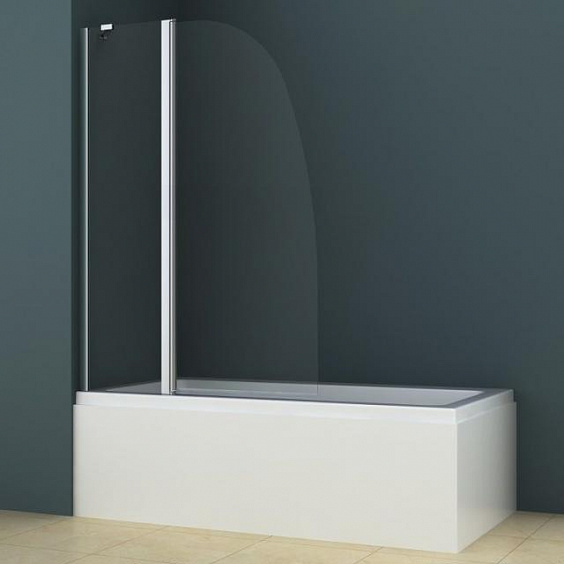 Душевая шторка на ванну BOSTON хром, прозрачное стекло 6мм (AZ-142) Azario