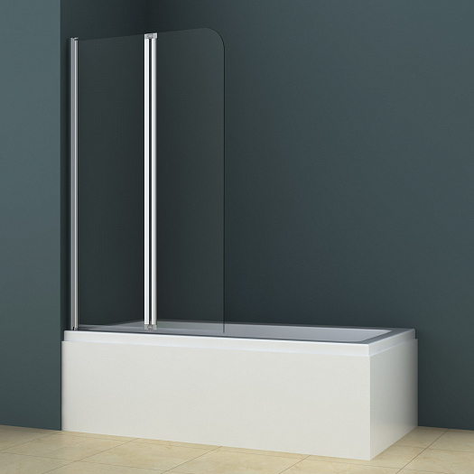 Душевая шторка на ванну BOSTON хром, прозрачное стекло 4 мм. (AZ-141) Azario