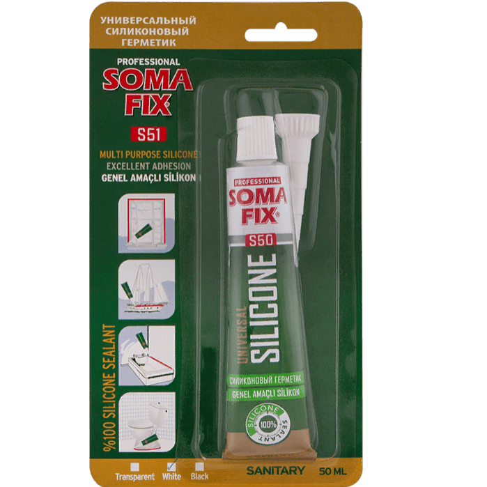 Силикон белый/прозрачный 50мл (S50,S51,S52,S53,S54) SomaFix