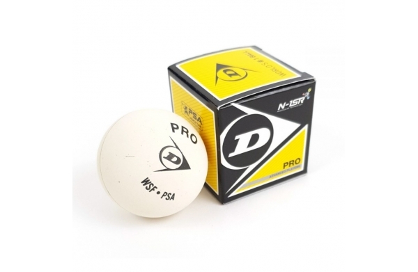 Мячи для сквоша Dunlop White Pro 1 желтая точка, белый, 1 штука