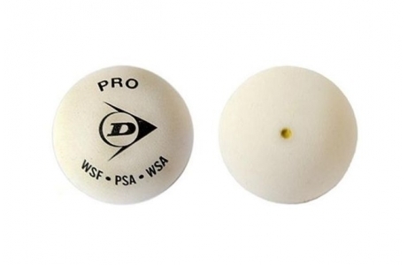 Мячи для сквоша Dunlop White Pro 1 желтая точка, белый, 1 штука