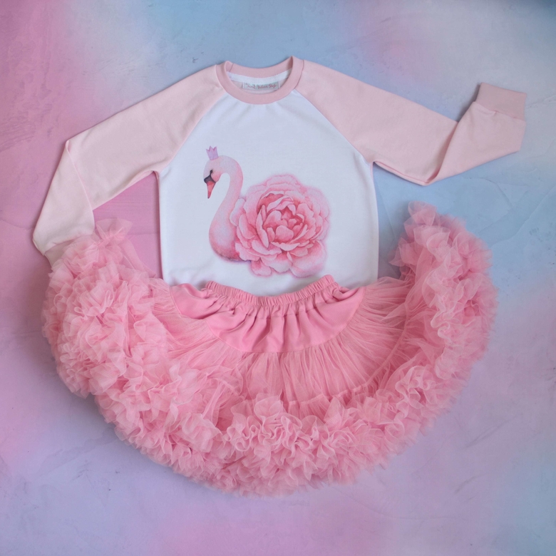 Cвитшот бело-розовый с "Лебедем"