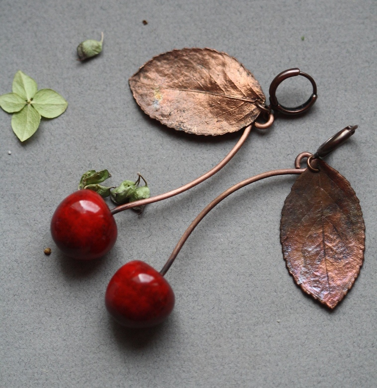 Серьги > Серьги. Стекло, медь, серебро купить в интернет-магазине