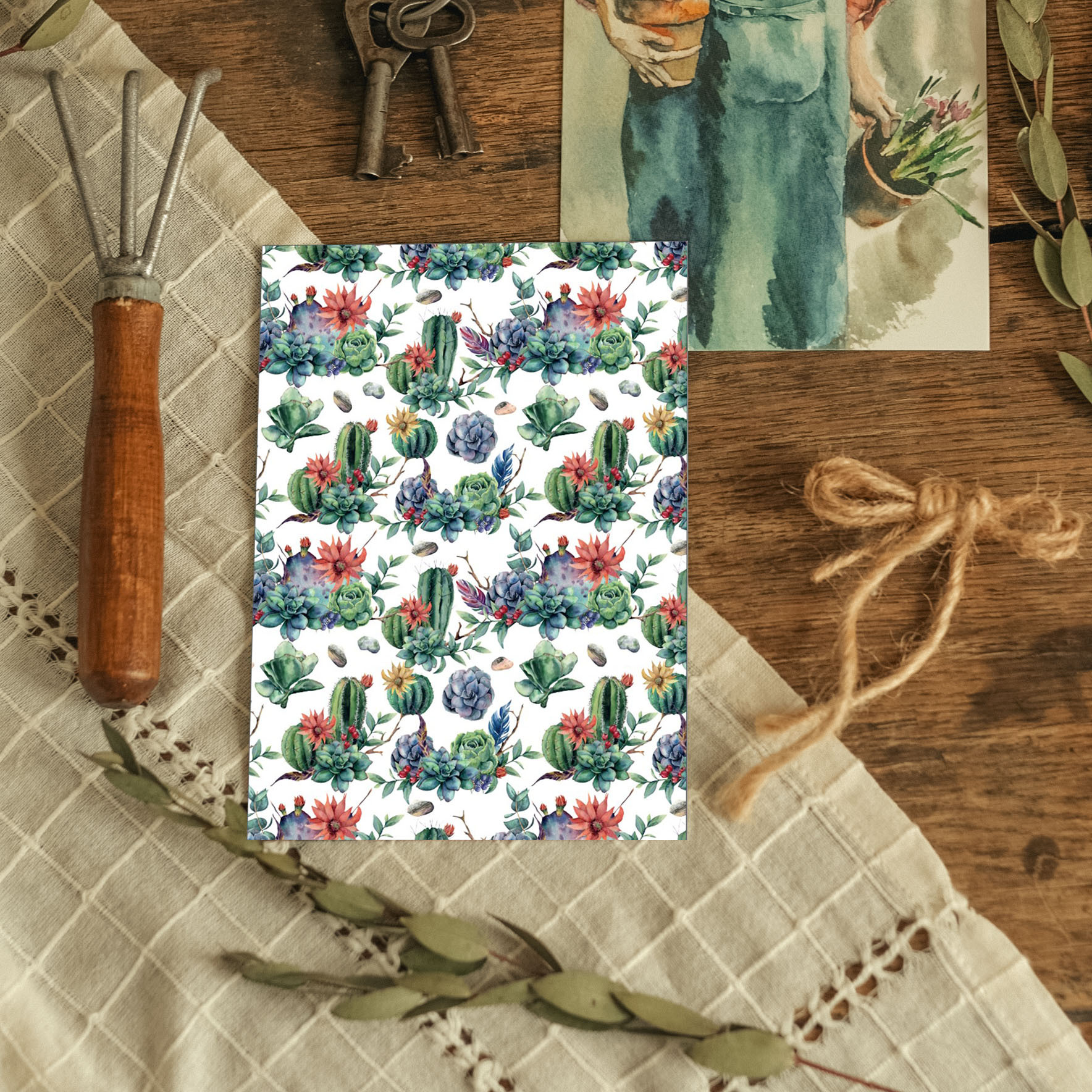 "Succulent-pattern" почтовая открытка