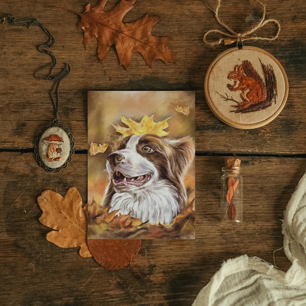 "Joys of autumn" postcard