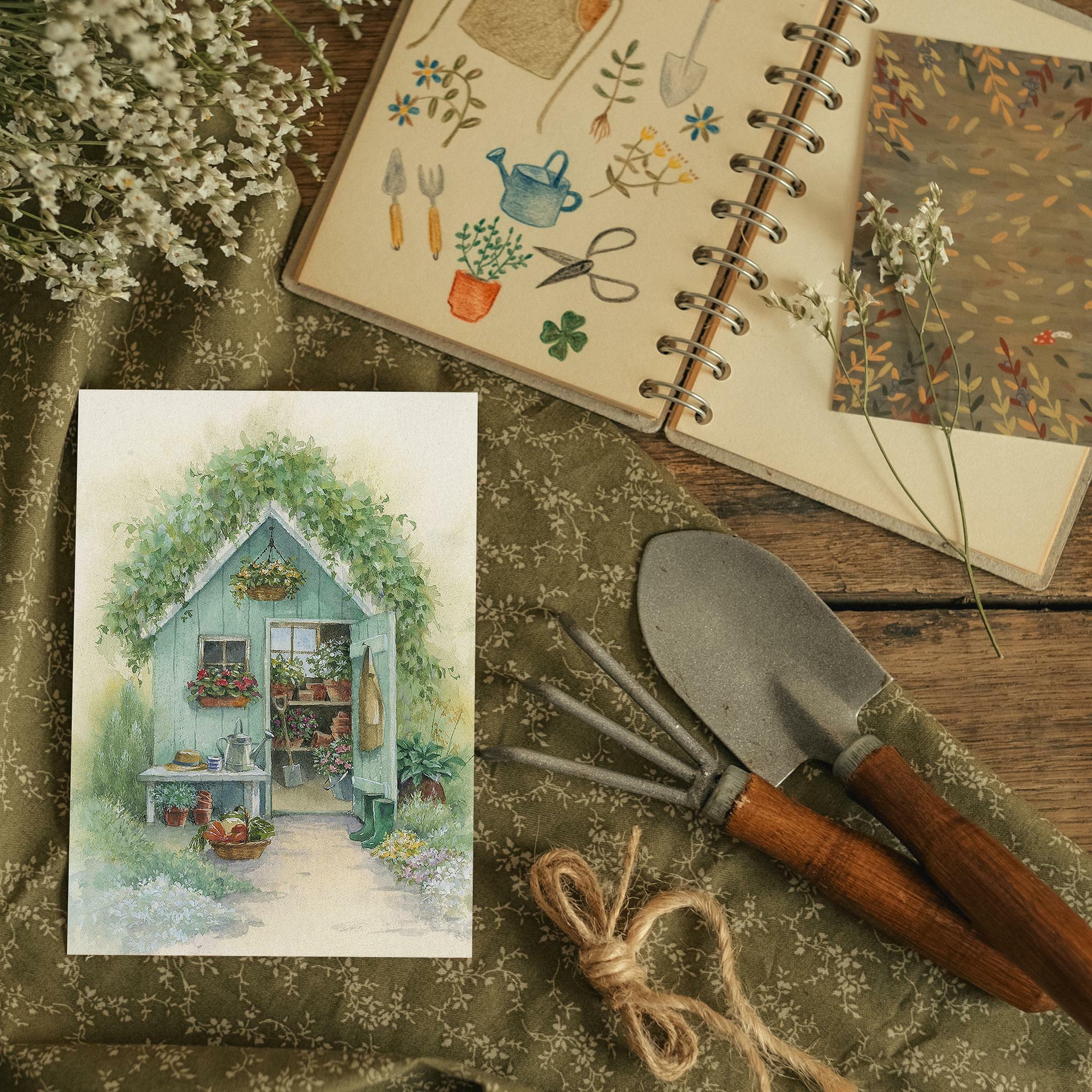 "Garden house" postcard for postcrossing
