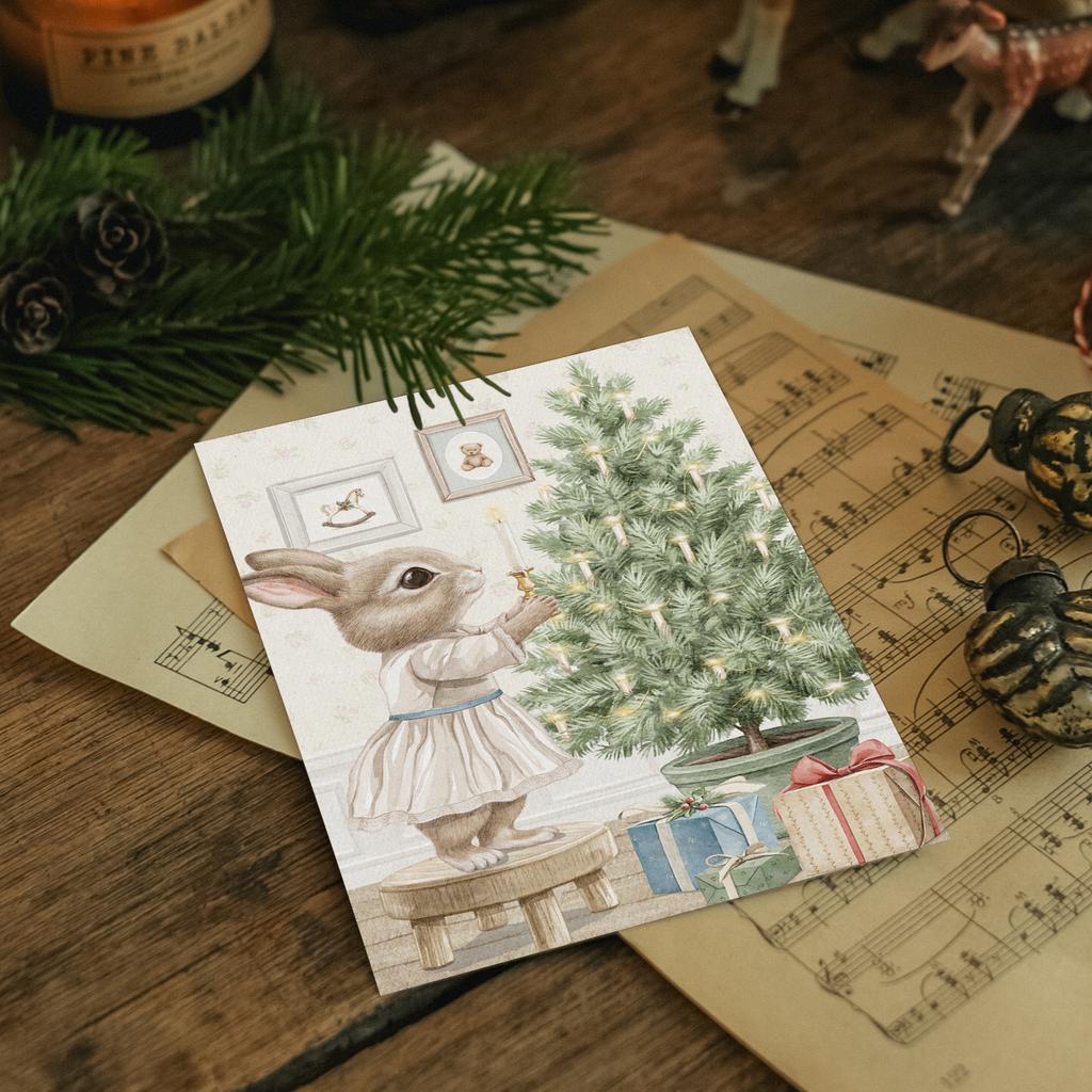 "Decorating the Christmas tree" postcard for postcrossing