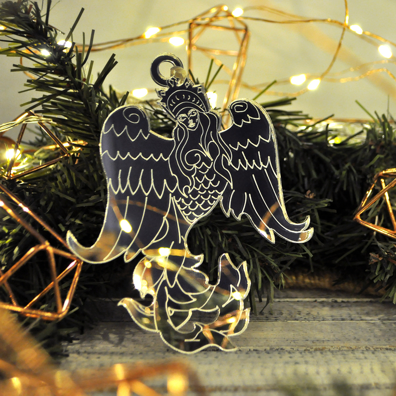 Ёлочная новогодняя игрушка - Грифон зеркальный - купить необычный ...