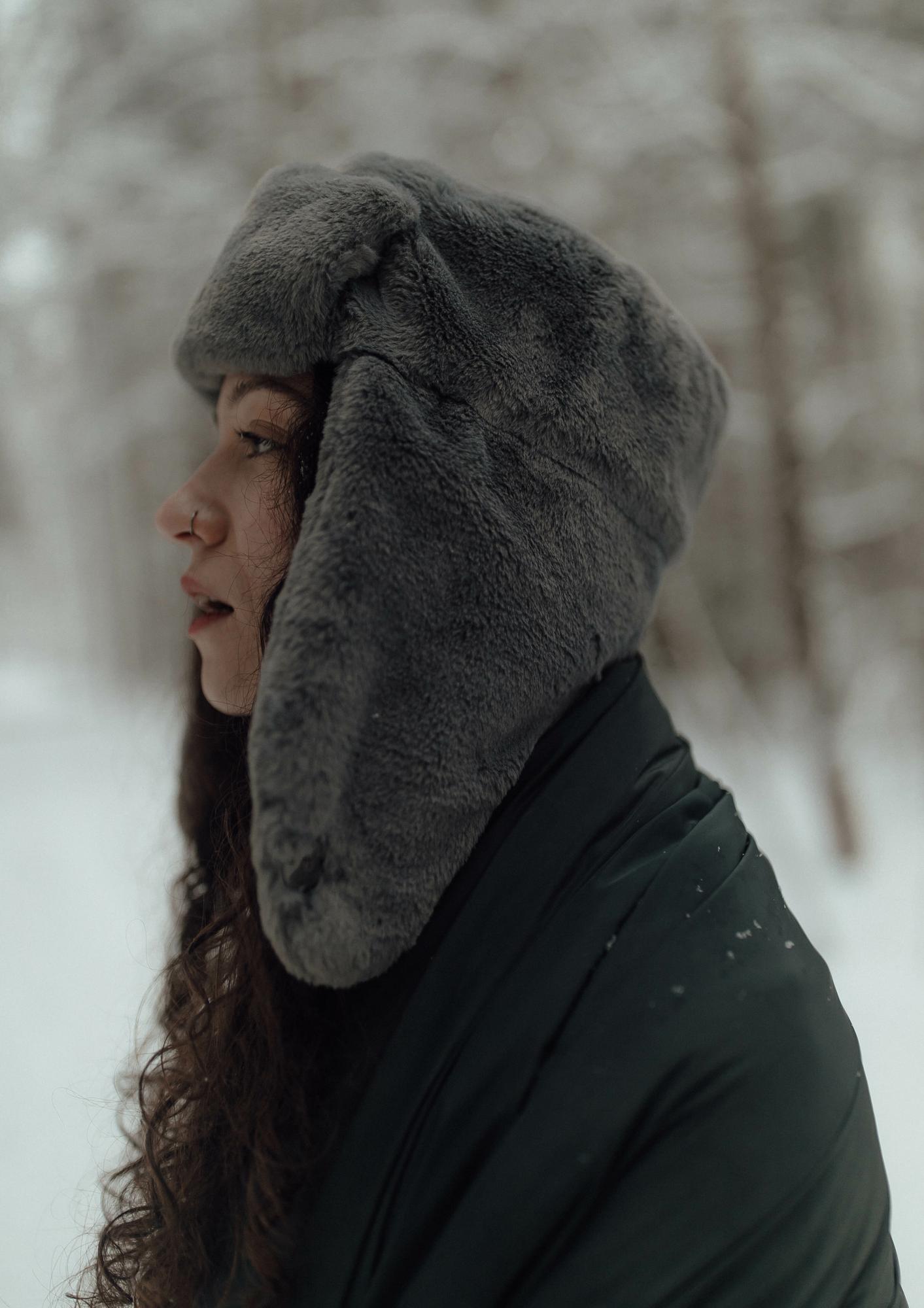 Ушанка Жемчужно - Серая