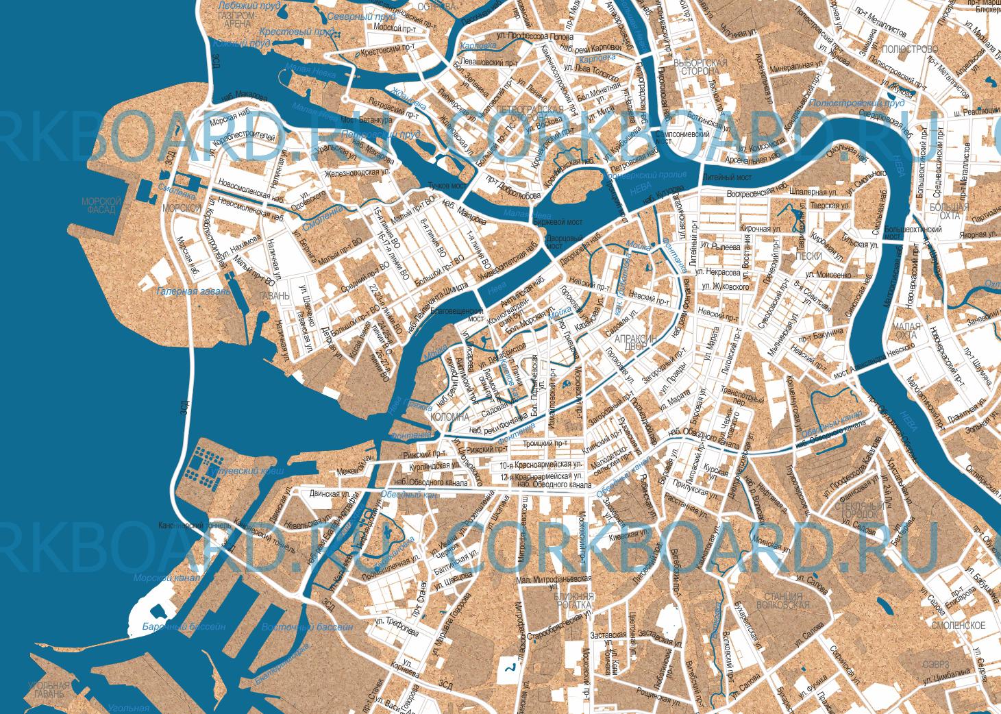 Постер карта Санкт-Петербурга купить с доставкой - Mapny