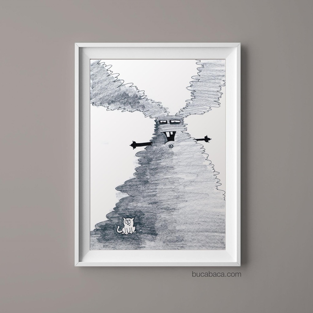 Плакат кот-тень