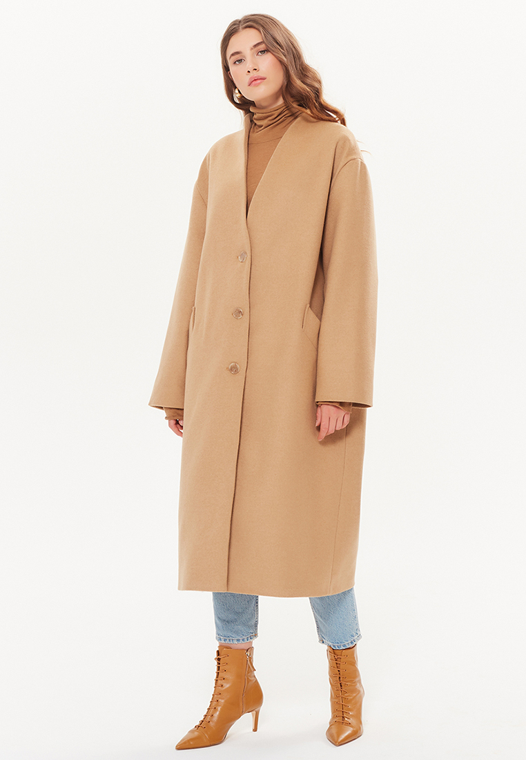 Пальто без воротника — купить в интернет-магазине Ламода