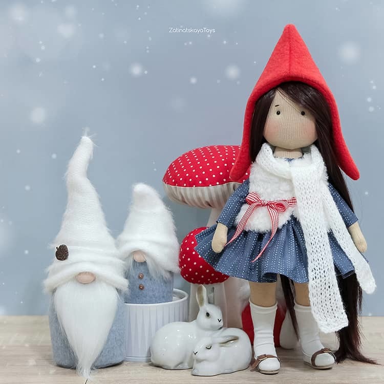 Снегурочка и дед Мороз своими руками. Мастер класс. Текстильная кукла.