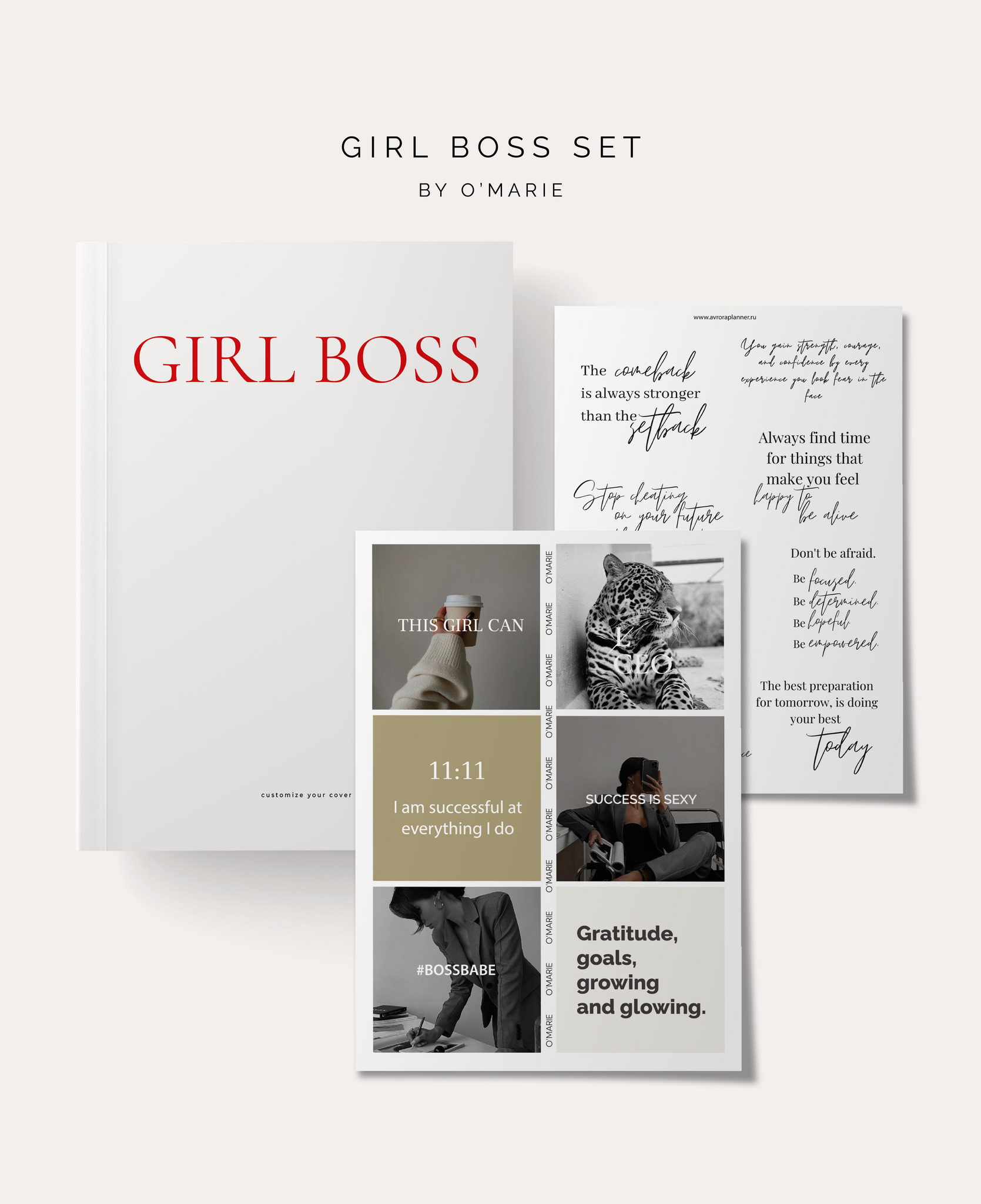 Планнер для записей в мягком переплете GIRL BOSS SET + 2 стикерпака внутри. Кастомизируй свою обложку!