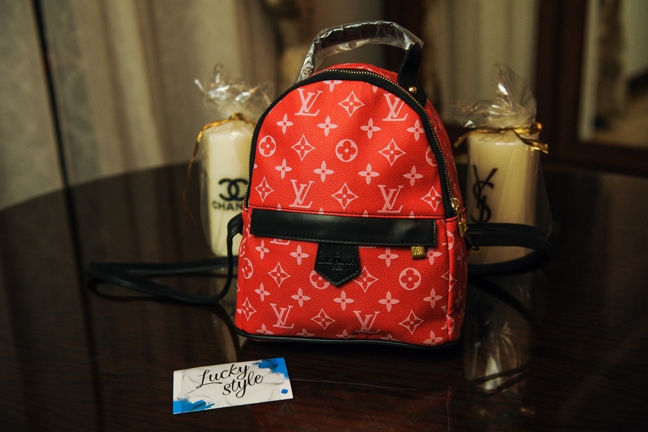 Louis vuitton red and black mini backpack online