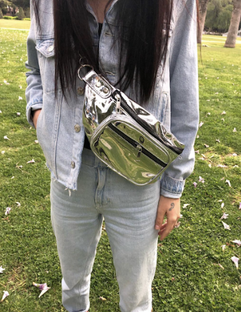 поясная сумка Женская Серебристая 2088