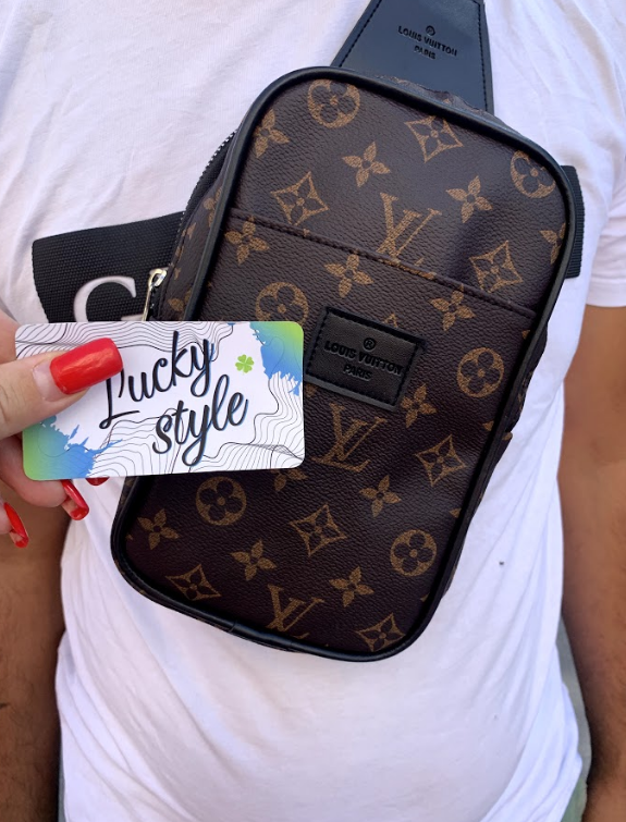 Сумка бананка через плечо мужская коричневая