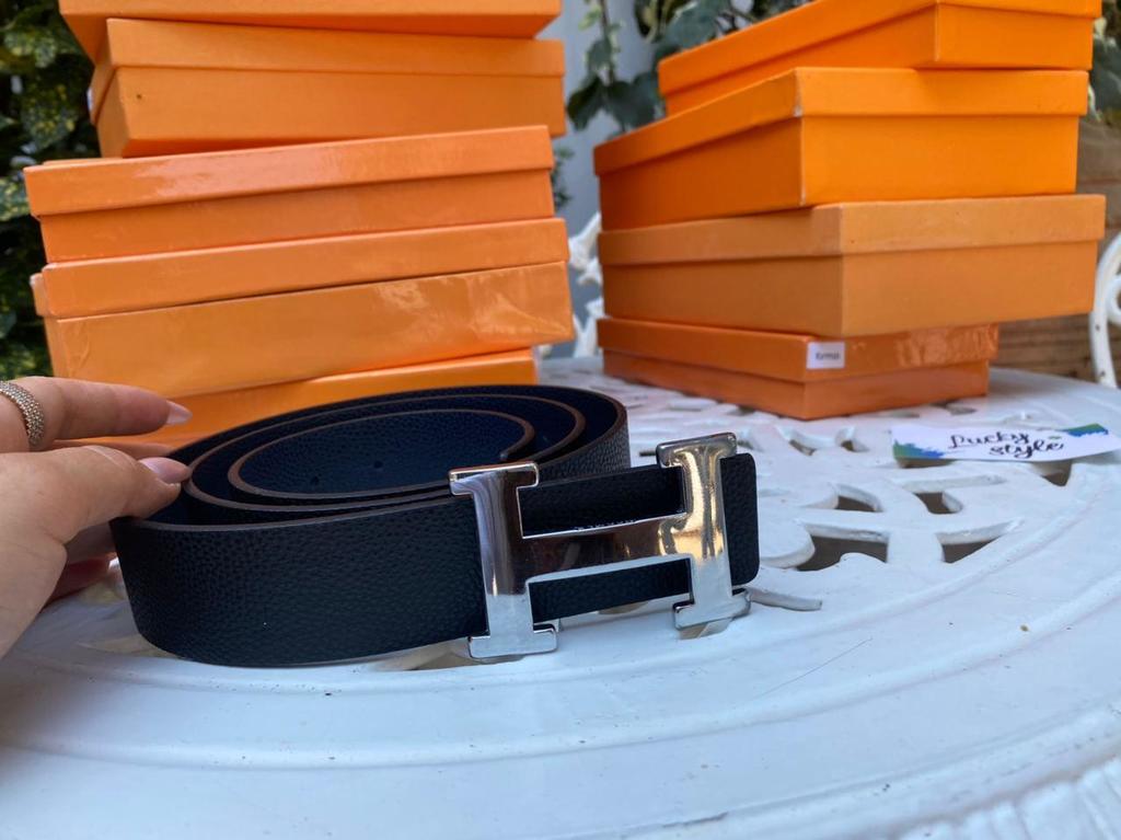 Hermes чёрный ремень серая пряжка 51210