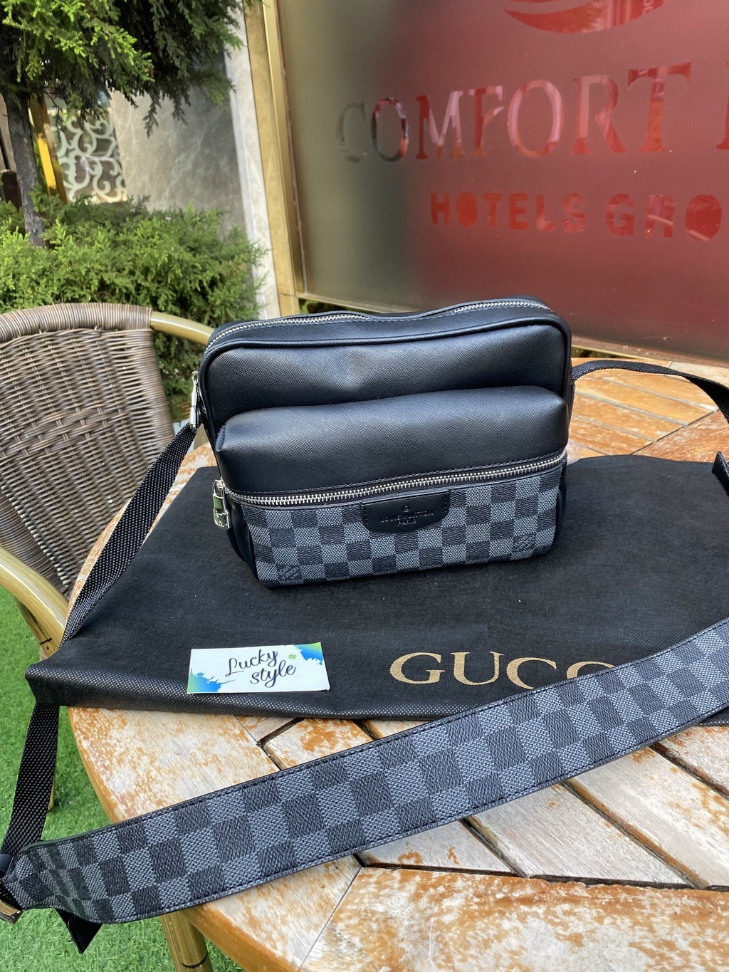 Поясная сумка для мужчин Outdoor серая клетка 51270