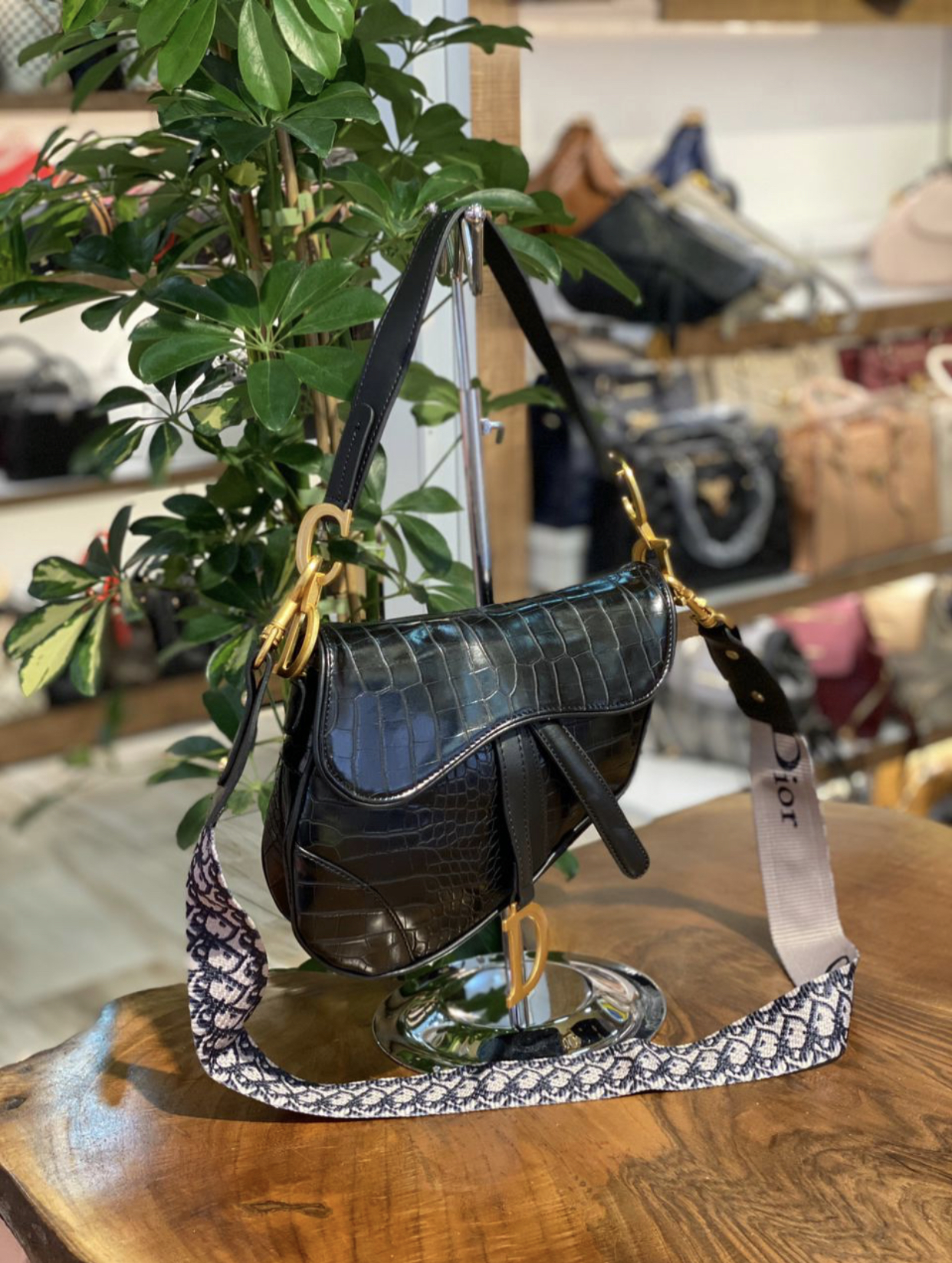 Dior saddle крокодил чёрная 59998