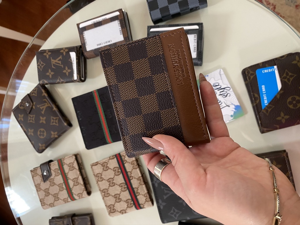 Портмоне Louis Vuitton коричневая шашка с вставкой 60109