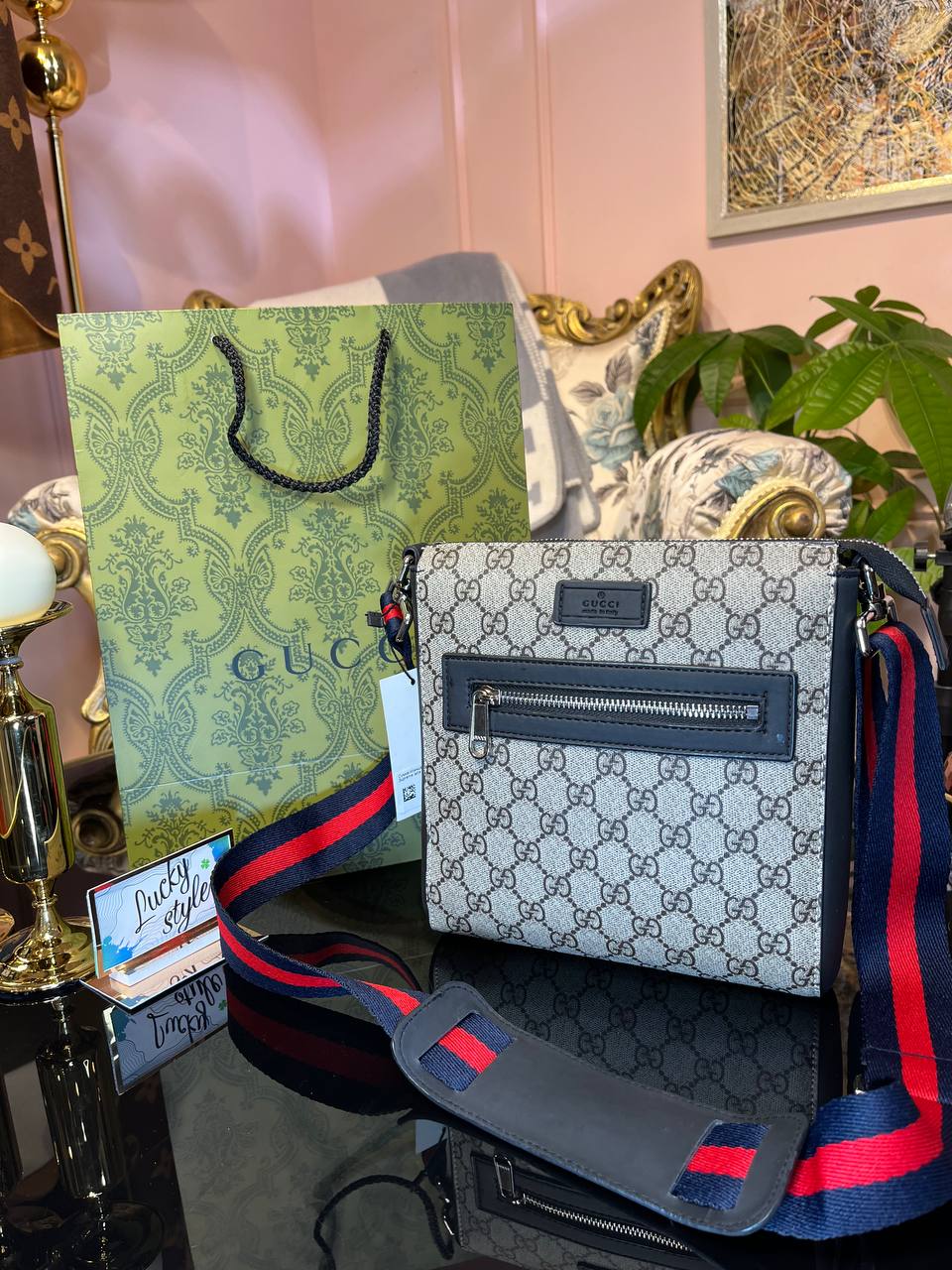 Сумка-планшет мужская GG Supreme grey 6008200