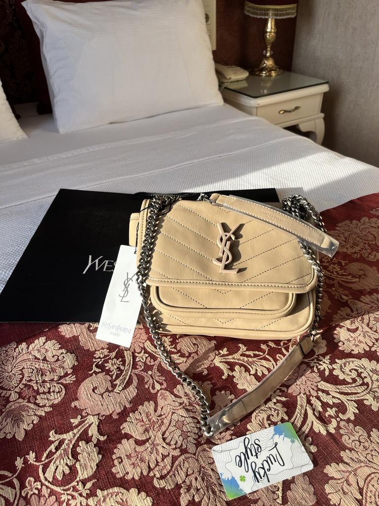 сумка на плечо  YSL Niki с логотипом бежевая 111123