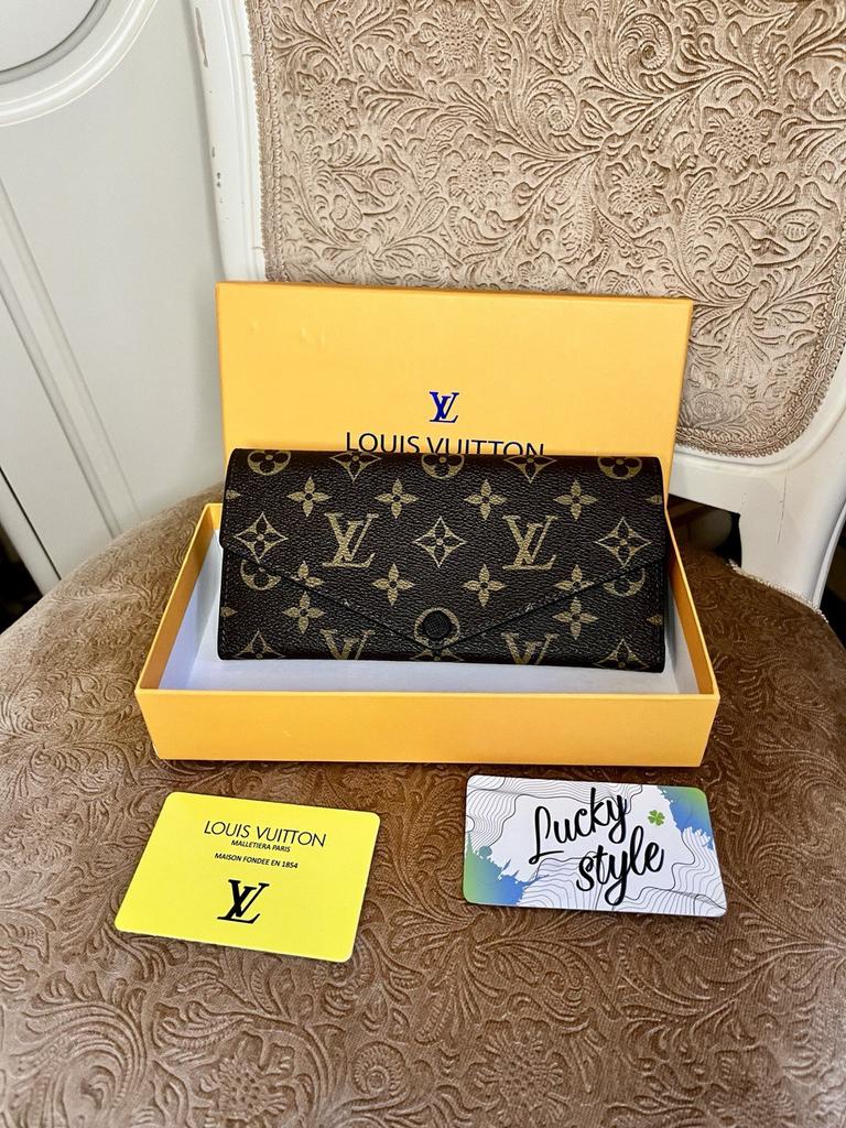 Портмоне кошелёк натуральная кожа на кнопке Louis Vuitton+бренд коробка с основой чёрного цвета 661321