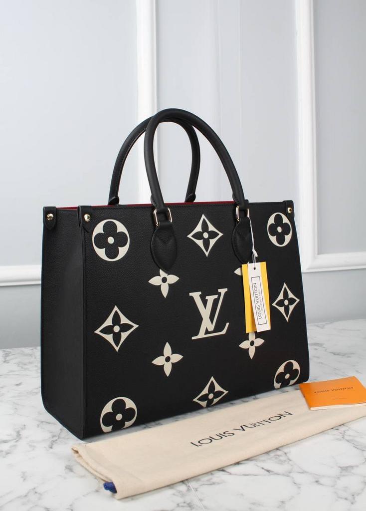 LOUIS VUITTON - Onthego Bicolor MM сумка шоппер чёрный + бежевый цвет /4 ручки 33333211