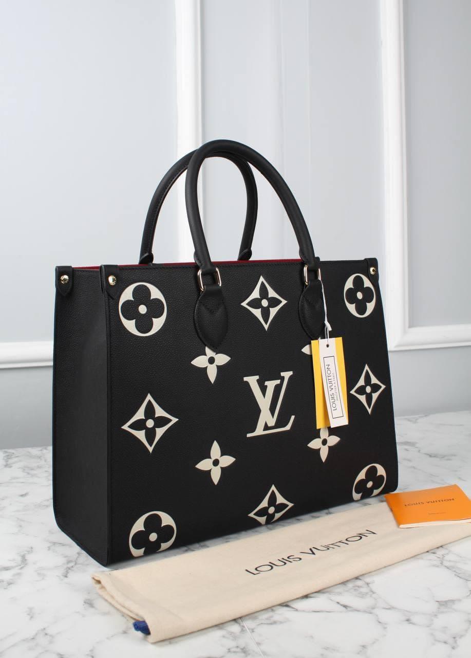 Сумки большие > LOUIS VUITTON - Onthego Bicolor MM сумка шоппер чёрный +  бежевый цвет /4 ручки 33333211 купить в интернет-магазине