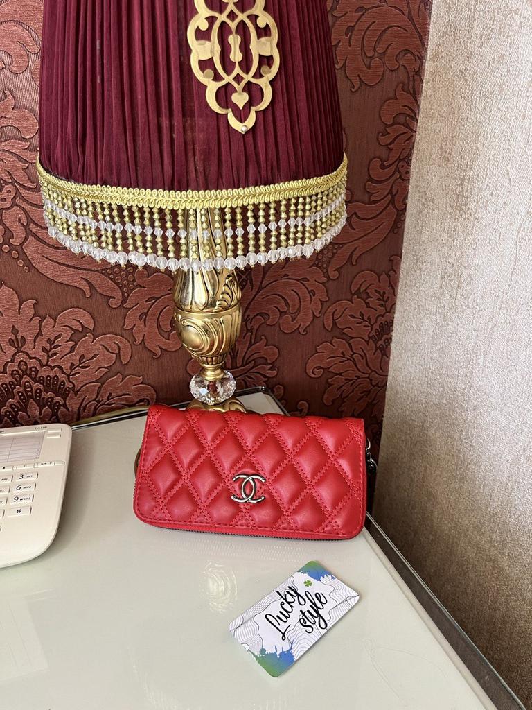 Кошелёк красный Chanel серебро +коробка бренд 5617173738