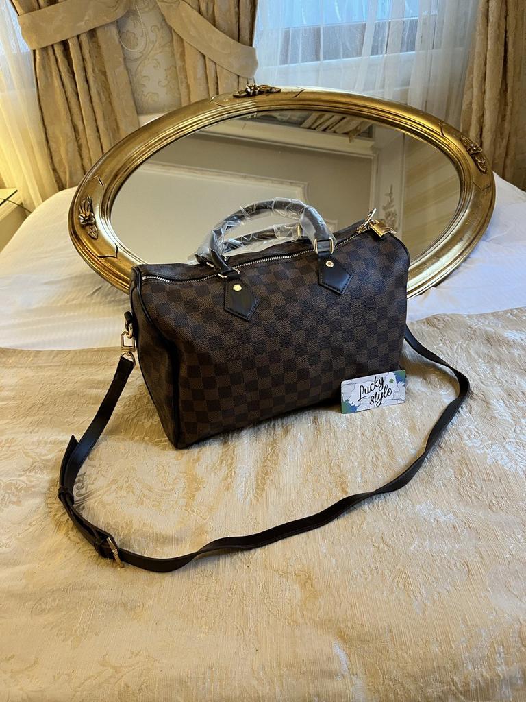LV Damier Ebene коричневая шашка Speedy Luxe 35 см 21321321
