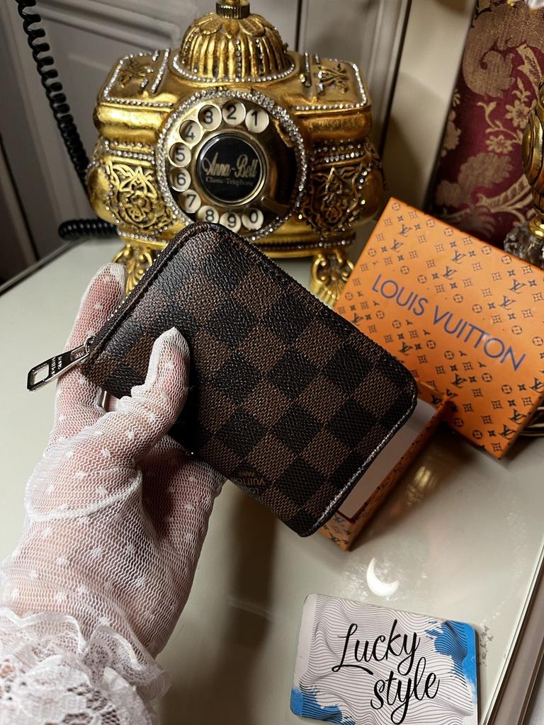 Кошелек mini Louis Vuitton коричневая шашка  на замке 66546