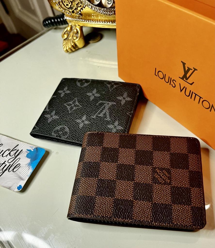 Натуральная кожа кошелек -портмоне Louis Vuitton коричневая шашка 34582467