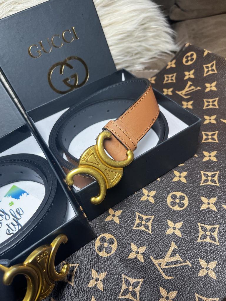 Ремень Celine коричневый натуральная кожа 66435