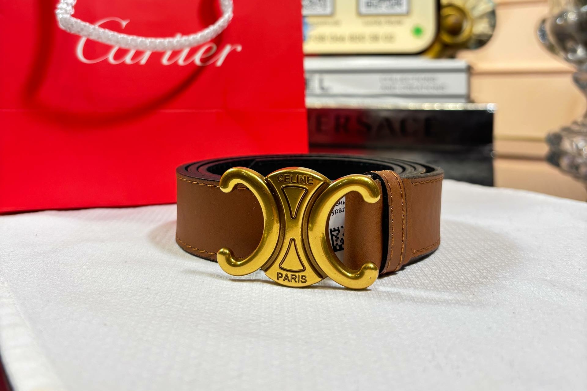 Ремень Celine коричневый натуральная кожа 66435