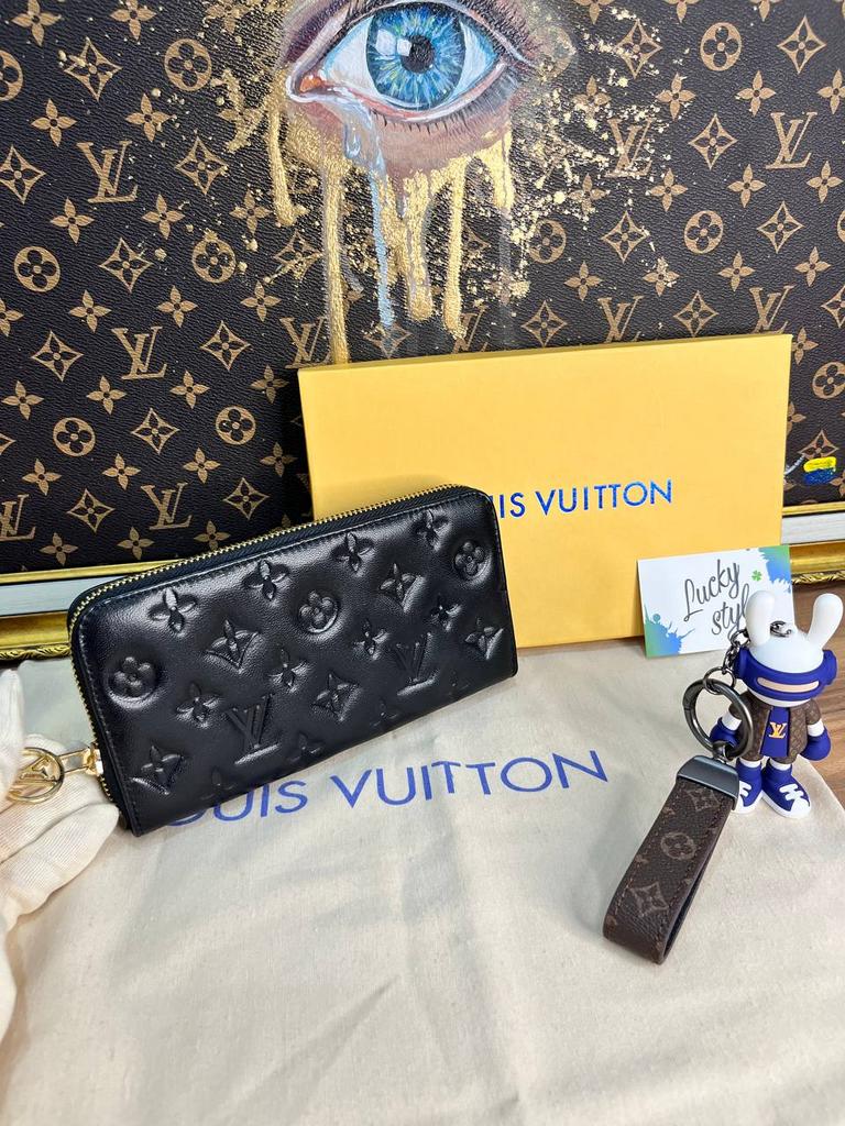 Louis Vuitton Zippy Wallet натуральная кожа черный кошелек  552431243