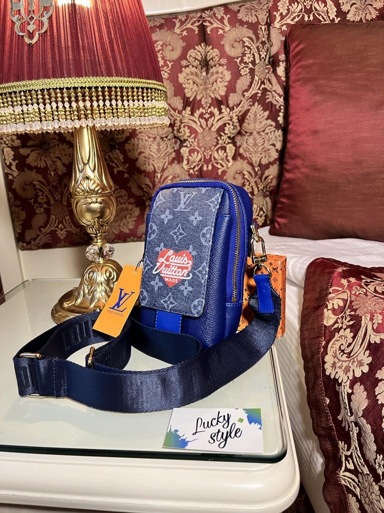 Мессенжер премиум синий LOUIS VUITTON - Double Phone Pouch NM 5512351243