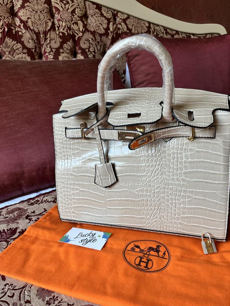 Hermes Birkin 30см бежевая под крокодил 754745845