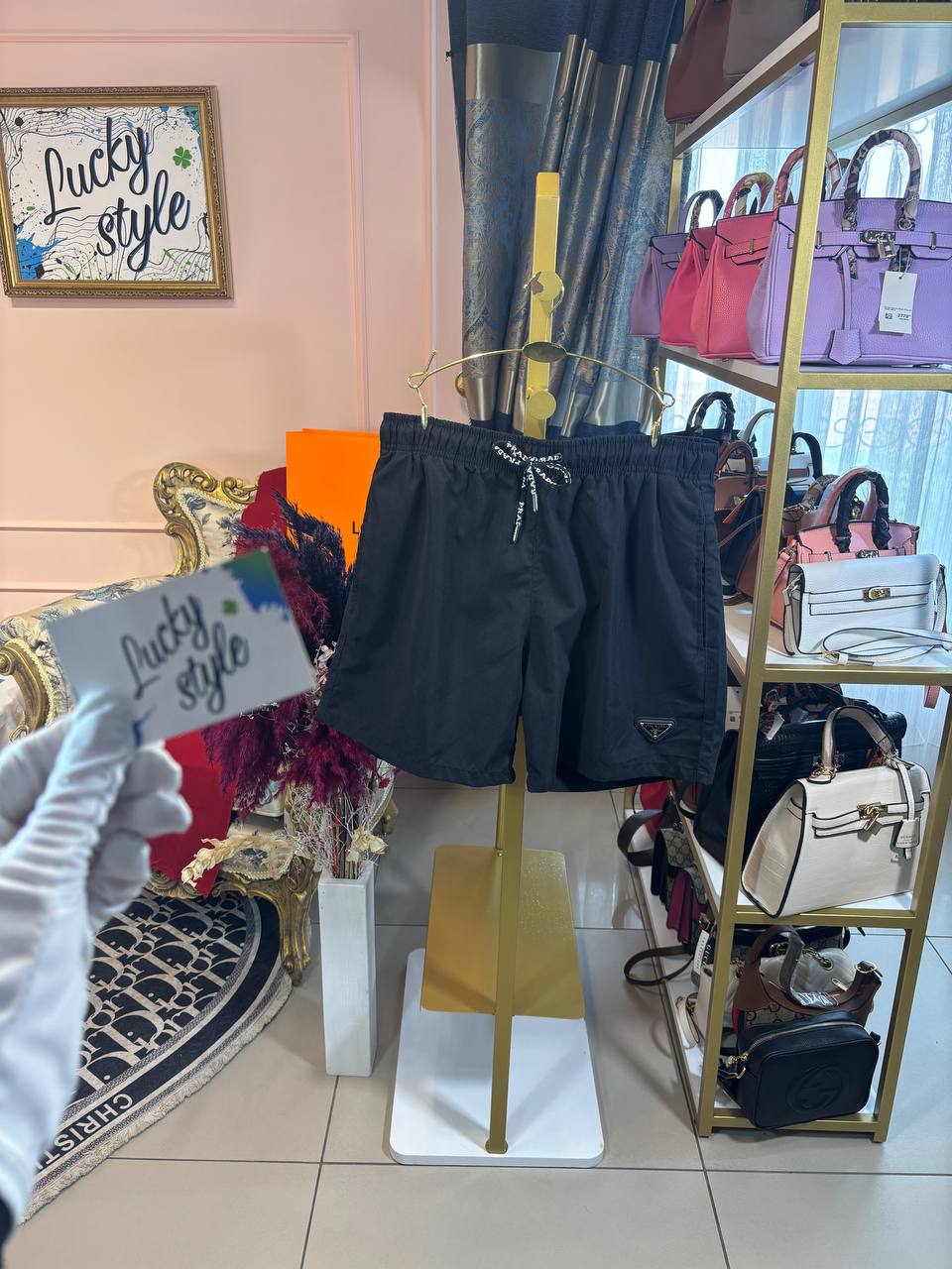 Premium шорты-плавки черные PRADA 552167612