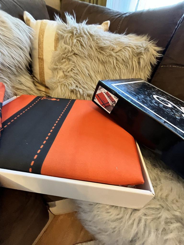 Комплект королевский постельного белья оранжевый Hermes хлопок 6437734734