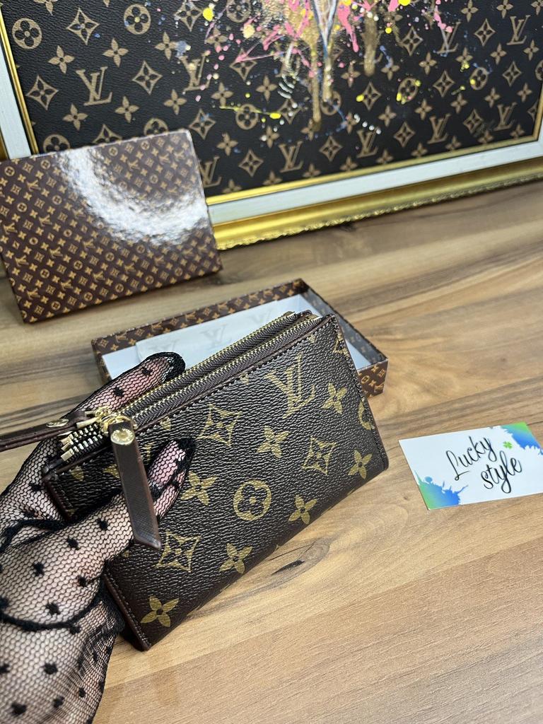 Кошелек раскладной LV с коричневой  подложкой+бренд коробка 553126