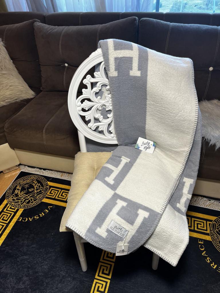 Натуральное покрывало одеяло премиум Hermes серый 5521612