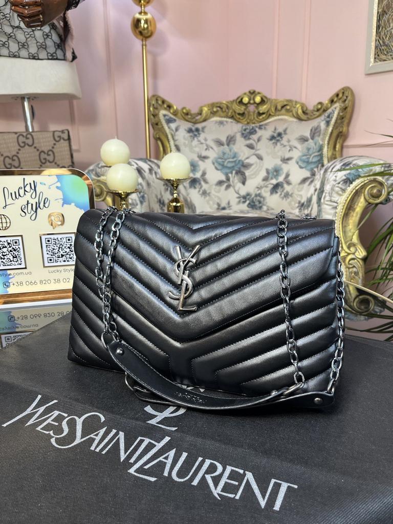 Сумка черная вместительная YSL черненное серебро 8865746